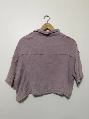 POL Gauze Purple Boho Top Size Small Cropped Oversized Cotton Beach thumbnail 6