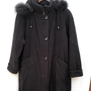 NUAGE Collection Black Coat With Genuine Fox Trim thumbnail 9