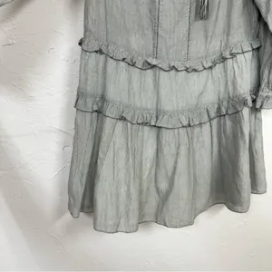 Ulla Johnson Grey Cotton Tiered Mini Dress Womens 6 Boho Romantic Casual Cottage thumbnail 15