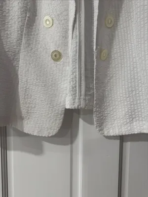 New York Clothing Co. White Textured Double-Breasted Cardigan Blazer thumbnail 6