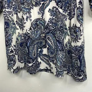 DR2 by Daniel Rainn Blue White Paisley Shift Dress Tassel Tie Neck Split MEDIUM thumbnail 8