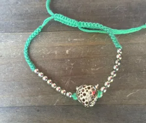 Jeweled Jaguar Macrame Bead Bolo Bracelet Green thumbnail 5