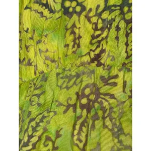 Vintage Lime‎ Green Batik Rayon Tiered Sundress Boho Tropical Midi Dress Artsy thumbnail 9
