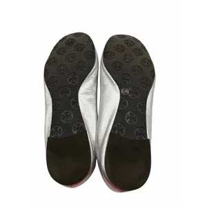 Tory Burch Reva Flats Silver Metallic‎ Leather Logo Medallion Shoes Size 10 Y2K thumbnail 6