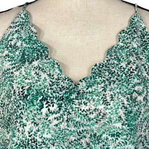 LOFT Outlet Medium Tank Top Sleeveless Racerback Lined Leaf Print V-Neck Multi thumbnail 2