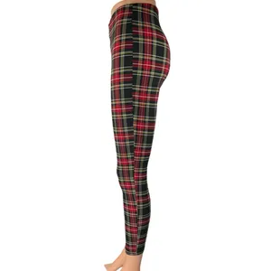 Zara Women's Red Plaid Checkered Zipper Front Skinny High Rise Legging Pants S thumbnail 2