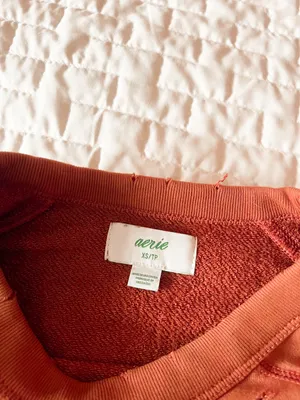 Aerie Raw Sienna Distressed Sweatshirt Size XS thumbnail 3