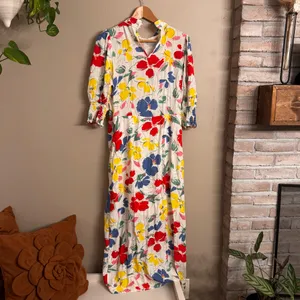 RIXO‎ Floral Print Maxi Dress White Size 8 thumbnail 7