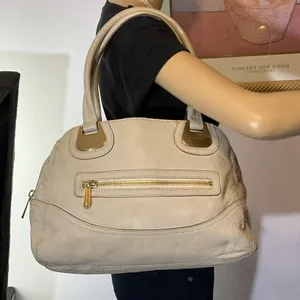 Michael Kors Cream Leather Satchel‎ Bag Gold Hardware Handbag Purse thumbnail 7