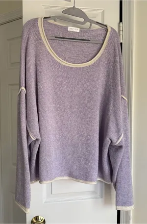 Vestique Purple Drop Shoulder Sweater Knit Pullover Oversized Relaxed Fit Large thumbnail 1