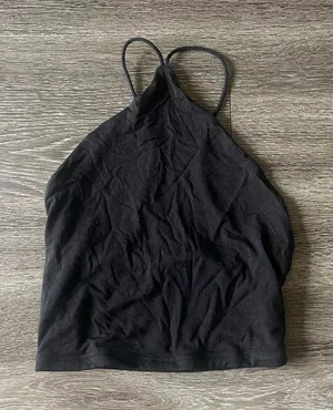 SheIn NWOT Black spaghetti strap halter crop top tank top thumbnail 1