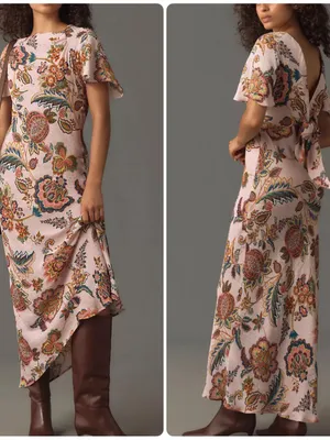 Kachel x Anthropologie Flutter-Sleeve Slip Dress Pink thumbnail 2