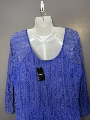 Torrid Dress Womens 2X Blue Lace Fit & Flare Mini 3/4 Sleeve Lined Party thumbnail 9