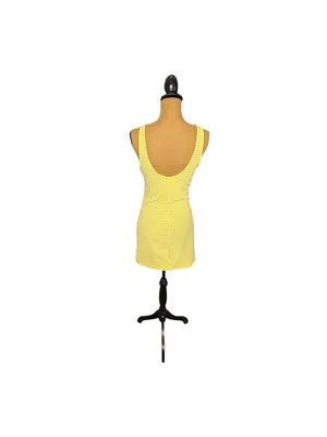 Urban Outfitters Mary Gingham Mini Dress S Yellow Textured Cottagecore Sundress thumbnail 4