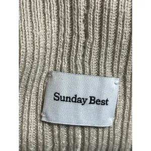 Aritzia Sunday Best Unisex Beige Ribbed Knit Cuffed Bonnet Beanie Hat Cap OS thumbnail 3