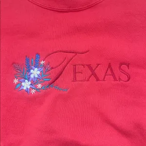 Vintage‎ Pink Embroidered Texas Crew Neck Sweatshirt thumbnail 3