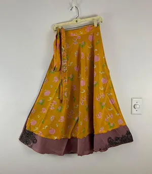 Reversible Maxi Wrap Skirt BINW603 Yellow thumbnail 1