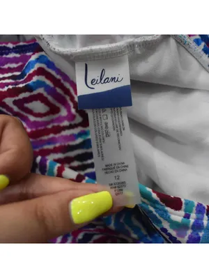 Leilani Geometric Colorful Print Strappy Tankini Top Size 12 thumbnail 9