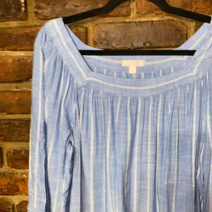 Lauren Conrad Blue Striped Long Sleeve Square Neck Top Women's Size Large thumbnail 2