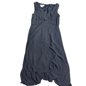 Morgan & Co Black Beaded High Low Ruffle‎ Hem Formal Dress Y2K Vintage Womens 14 thumbnail 2