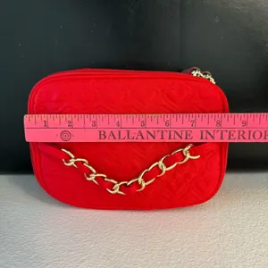 Red Pink Mary Kay makeup bag with gold chain handle #glam #makeup bag New thumbnail 8