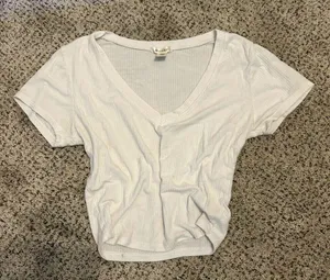 Bozzolo White V-Neck Short Sleeve Top thumbnail 1