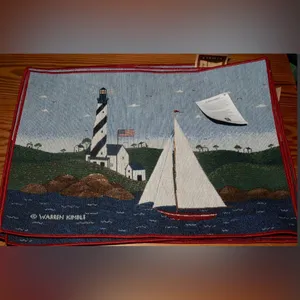 Handmade 16.5”x12” Tote Bag Tapestry Warren Kimble "Coastal Breeze" Placemats thumbnail 2