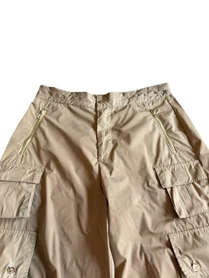 Cynthia Rowley Relaxed Nylon Cargo Pants Tan Khaki Loose Relaxed Fit Size 10 thumbnail 3