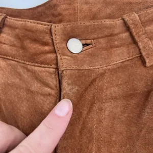 Vintage Express World Brand Women's Genuine Leather Suede Pants Brown‎ Size 7/8 thumbnail 5