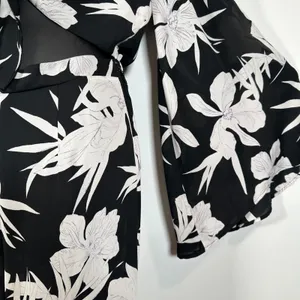 Show Me Your Mumu Jaelynn Jumpsuit Womens Medium Black/White Tied Up Bell Sleeve thumbnail 5