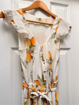 For‎ Love And Lemons Lemon Print Limonada Tie Waist Jumpsuit size Small thumbnail 5