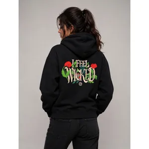 Old Navy Wicked‎ Hoodie Women M Black Floral I Feel Wicked Graphic Whimsigoth thumbnail 4