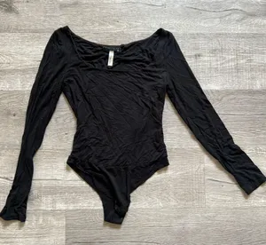 Raya Square Neck Bodysuit Black Small thumbnail 1