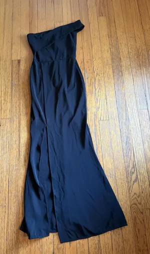 Showpo Dress Womens 0 Black One Shoulder Side Slit Mermaid Maxi Formal Gown thumbnail 1