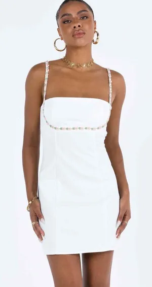 Princess Polly Lorene Mini Dress in White Size 2 New with tag thumbnail 1