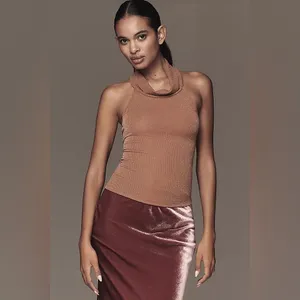 Anthropologie Pilcro Halter Cowl-Neck Tank Top - Copper thumbnail 4