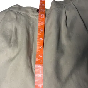 FT2 Tan 100% Silk Pleated Trousers High Rise Straight Leg Pants M thumbnail 6