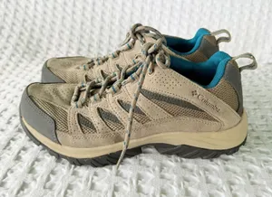 Columbia Crestwood Women's Hiking Shoes Size 7.5 Beige Teal Trail Sneakers Low thumbnail 1