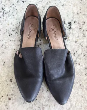 Madewell Black Loafers Leather Cut out Dorsay Style cutout low booties size 7 thumbnail 1