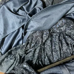 La Femme Navy Sequin Ruched V-Neck Evening Gown Dress Size 14 thumbnail 9