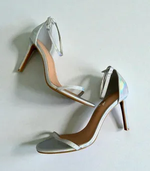 ROUGE Silver Metallic Strappy Sandals Heels Size 9 thumbnail 1