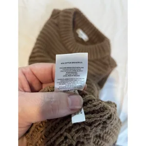 Express X Negrin Mirsalehi Sweater Vest Size Small Brown Crochet Chunky Knit thumbnail 6