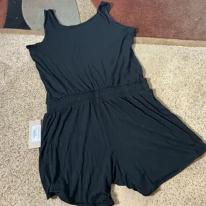 Albion Fit Bamboo Tank Romper Womens Medium Black Sleeveless Drawstring Casual thumbnail 6