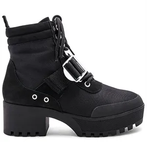 Steve Madden women's Grady Black Chunky Black Boots booties Size 8 thumbnail 1