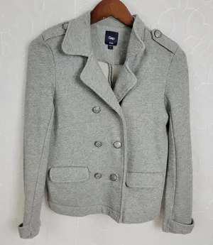 Gap Women's Coat Jacket Medium Gray Double Breasted Button Pockets Lined thumbnail 1