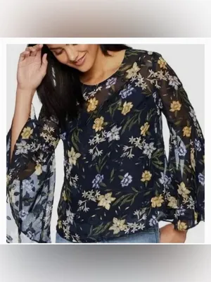 ASTR "The label" Ladies Beautiful Sheer,‎ Open Back Nicole Miller Blouse Size Xs thumbnail 2