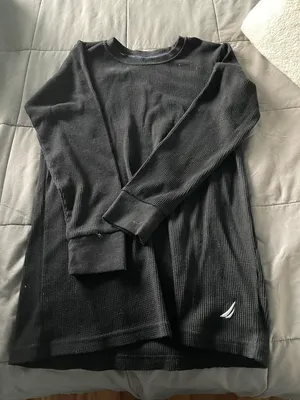 Nautica Waffle Cut Black Long Sleeve Shirt thumbnail 1