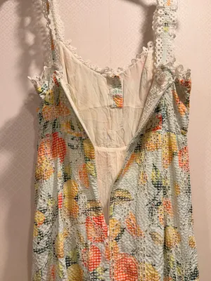 Anthropologie White Ruffled Eyelet Floral Embroidered Dress thumbnail 11