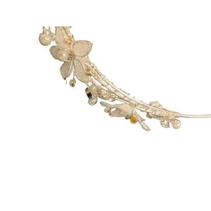 David’s Bridal Ladies Tiara Collection white beads and floral tiara thumbnail 5