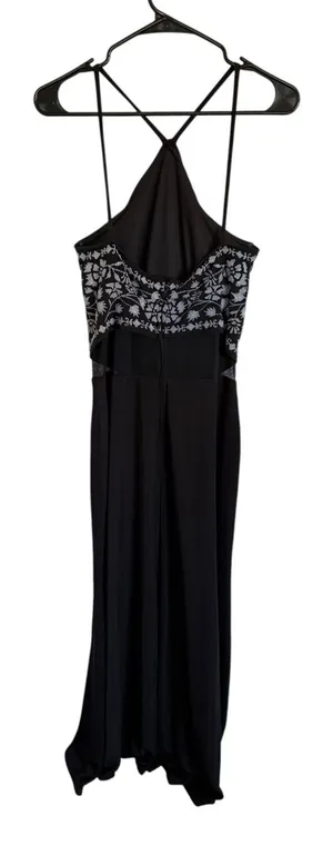 Tadashi Vintage Beaded Floral Halter Evening Gown thumbnail 1